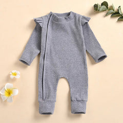 Baby Solid Color Zipper Romper