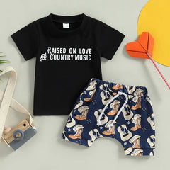 2pcs Baby Boy Cowboy Print Set