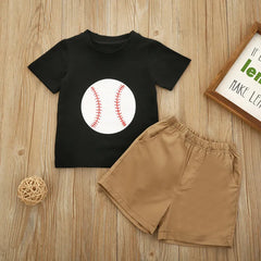 2pcs Baby Boy Base Ball print Print Set