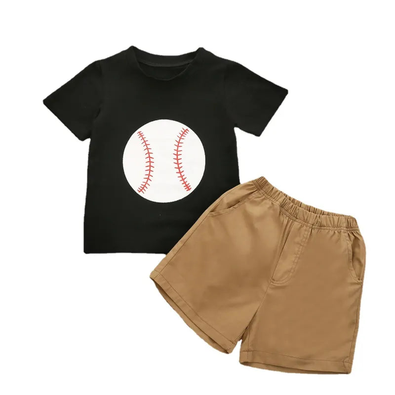 2pcs Baby Boy Base Ball print Print Set