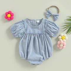 Baby Girl Plaid Print Romper