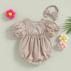 Baby Girl Plaid Print Romper