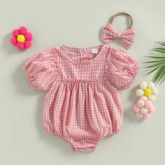 Baby Girl Plaid Print Romper