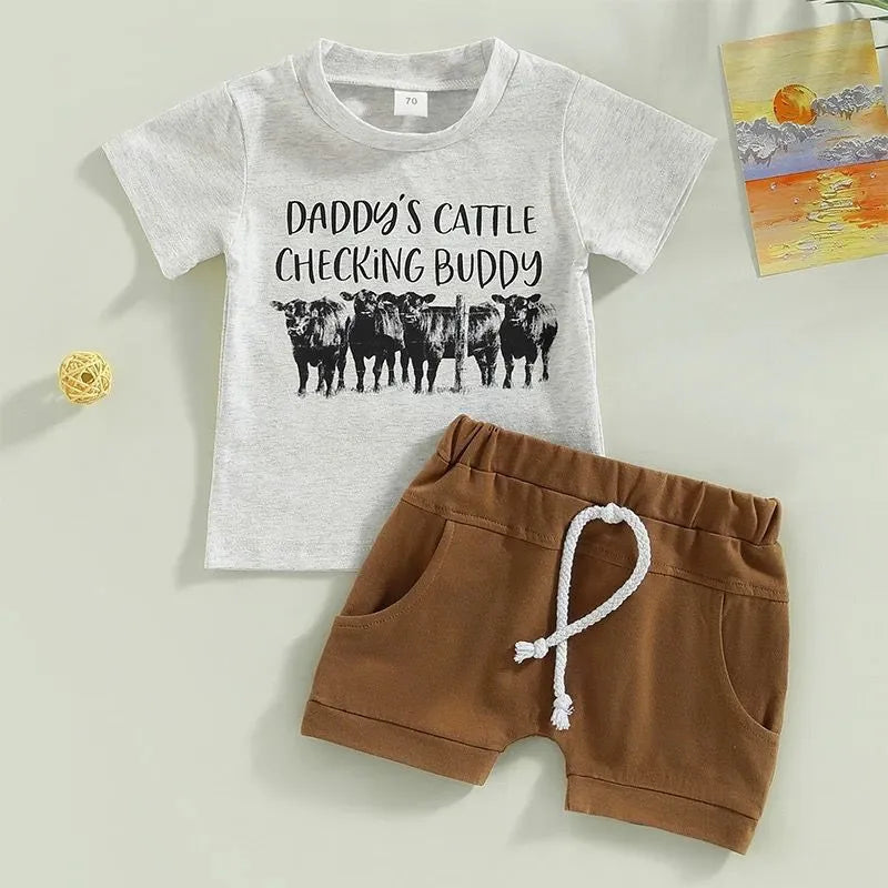 2pcs Baby Boy Cowboy Print Set