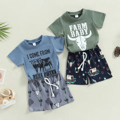 2pcs Baby Boy Cowboy Print Set