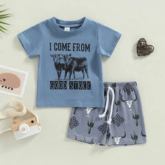 2pcs Baby Boy Cowboy Print Set