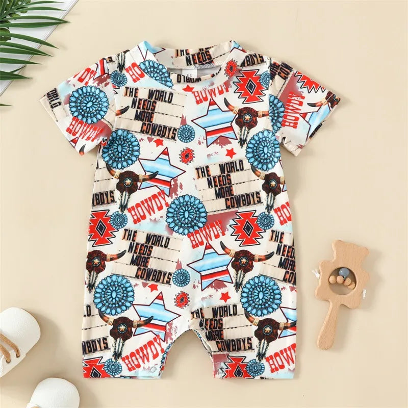 Western Cowboy Baby Boy Romper