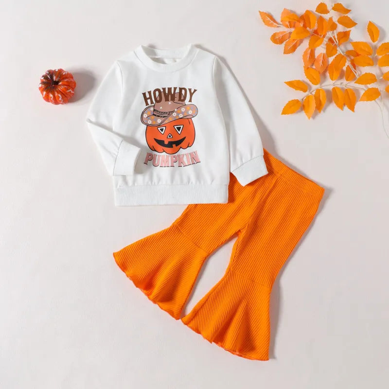 Baby Girl Howdy Pumpkin Print Set