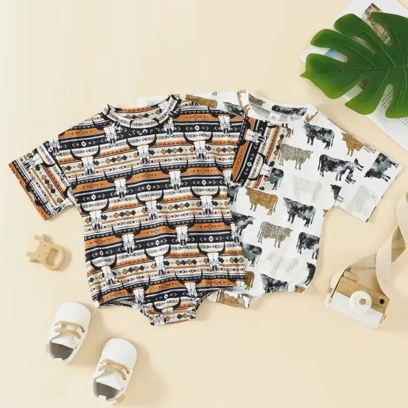 Baby Boy Cow Print Romper