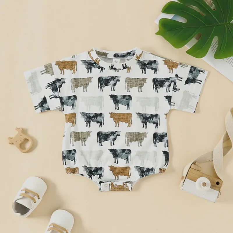 Baby Boy Cow Print Romper