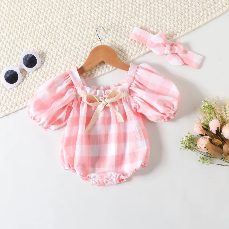 Baby Girl Plaid Print Romper