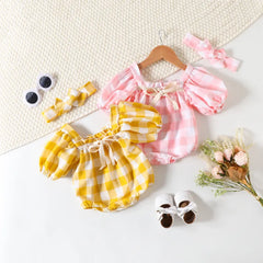 Baby Girl Plaid Print Romper