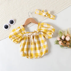 Baby Girl Plaid Print Romper