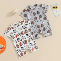 Baby Boy Baseball Print Romper