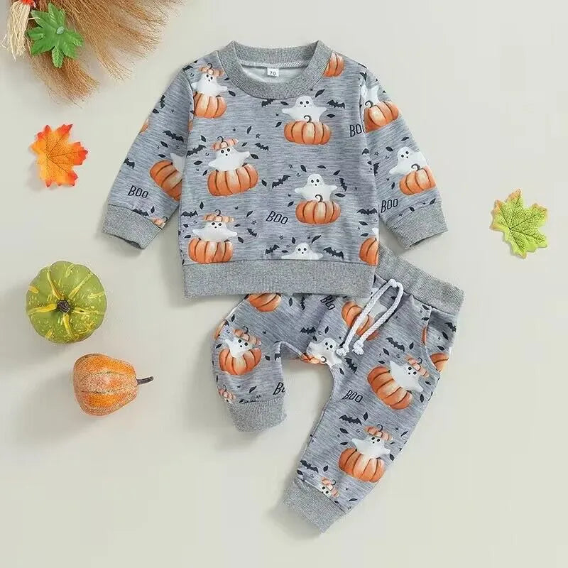 2-Piece Baby Boy Pumpkin Boo Suit