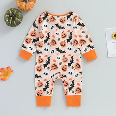 Baby Halloween Pumpkin Print Rompers