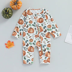 Baby Halloween Pumpkin Print Rompers