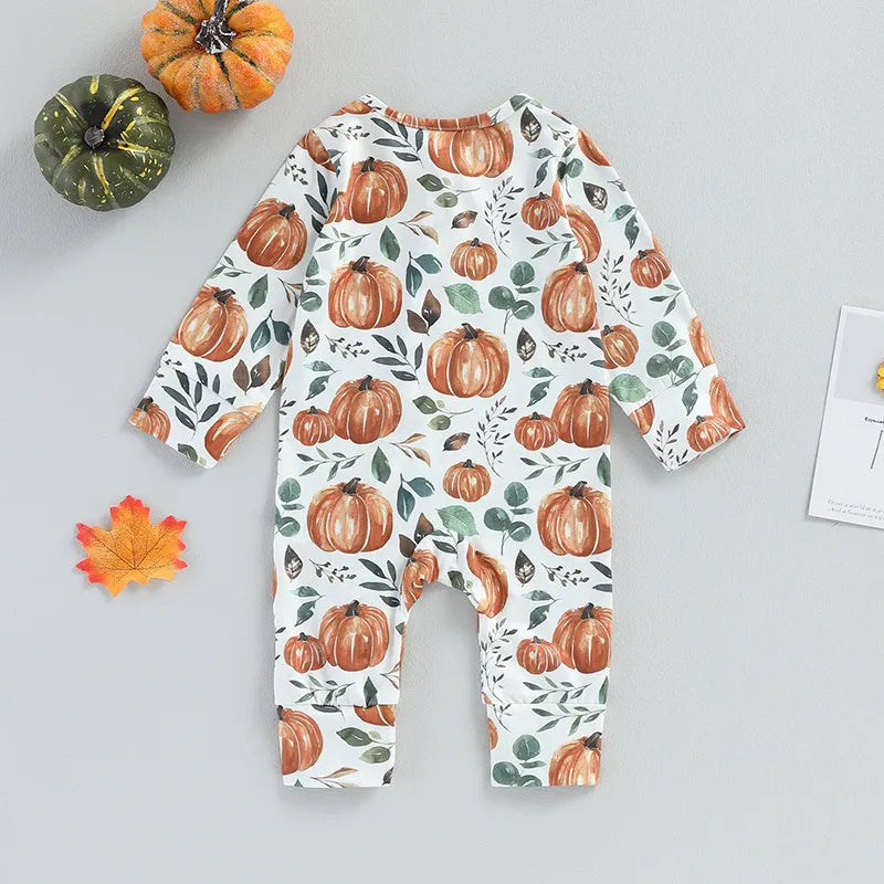 Baby Halloween Pumpkin Print Rompers