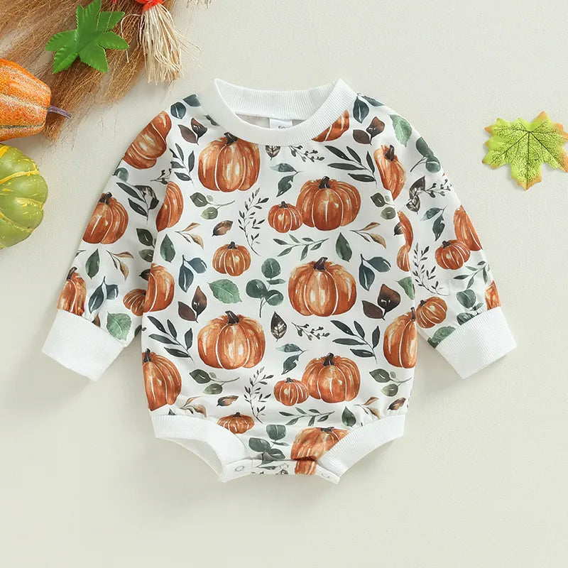 Baby Halloween Pumpkin Print Rompers