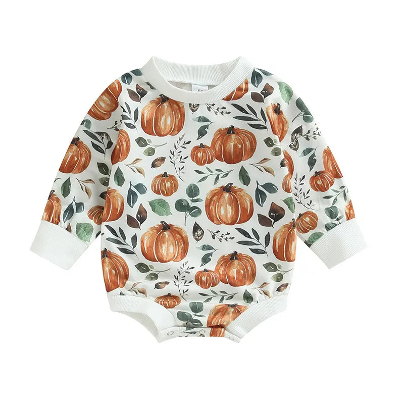 Baby Halloween Pumpkin Print Rompers