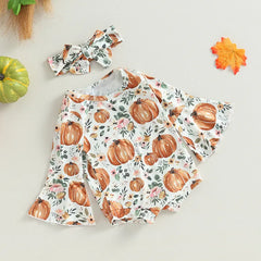 Baby Halloween Pumpkin Print Rompers