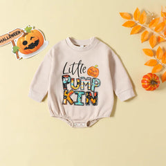 Baby Halloween Pumpkin Print Rompers