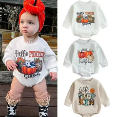 Baby Halloween Pumpkin Print Rompers