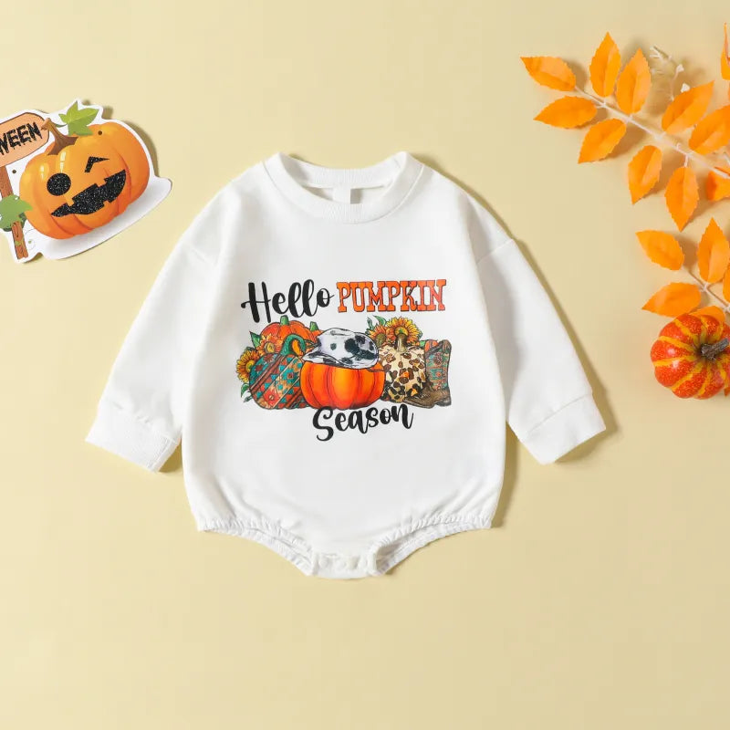 Baby Halloween Pumpkin Print Rompers