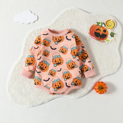 Baby Halloween Pumpkin Print Rompers