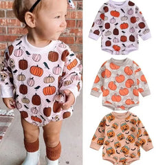 Baby Halloween Pumpkin Print Rompers