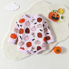 Baby Halloween Pumpkin Print Rompers