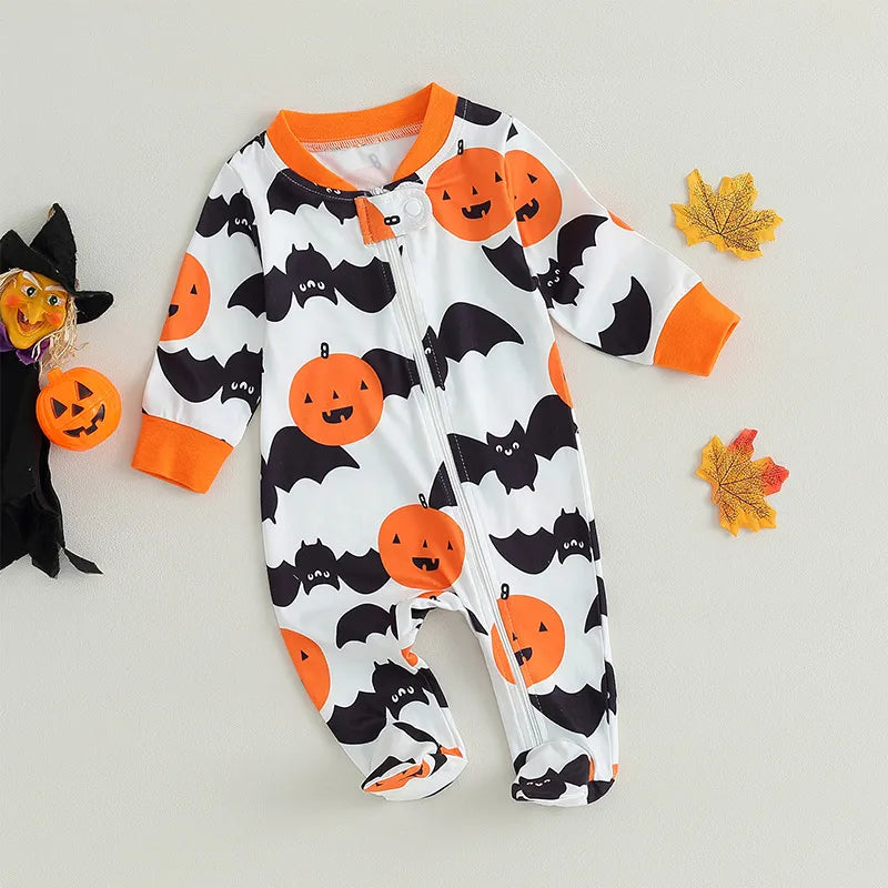 Baby Halloween Bat Print Rompers