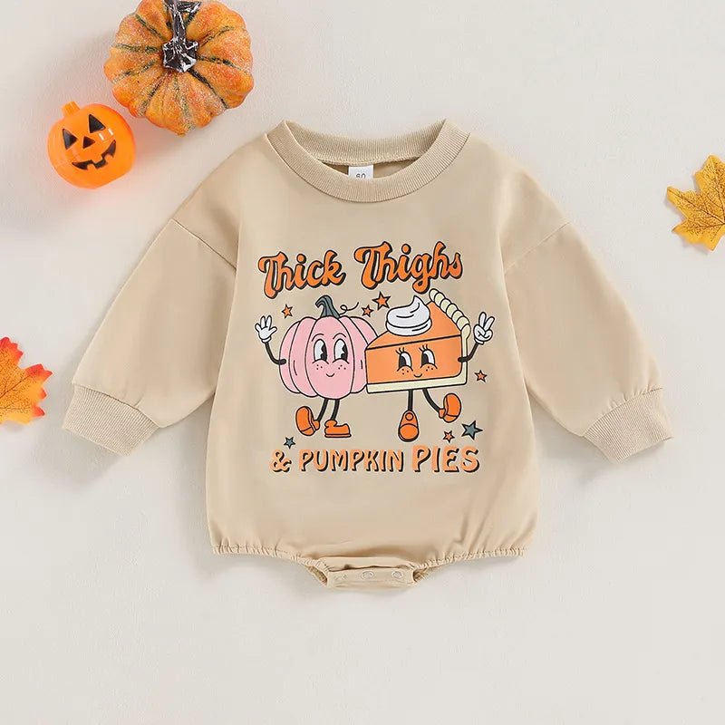 Baby Halloween Pumpkin Print Rompers