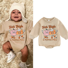 Baby Halloween Pumpkin Print Rompers