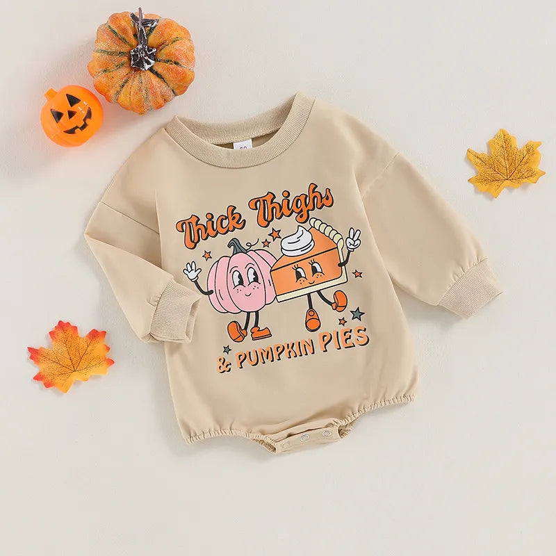 Baby Halloween Pumpkin Print Rompers