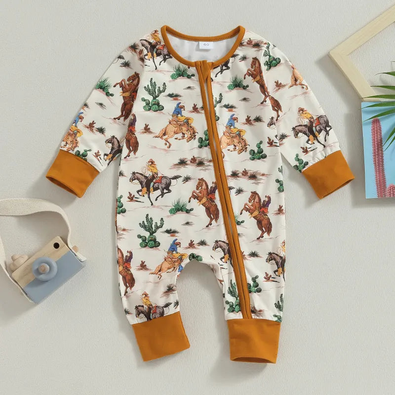 Baby Cowboy Print Romper