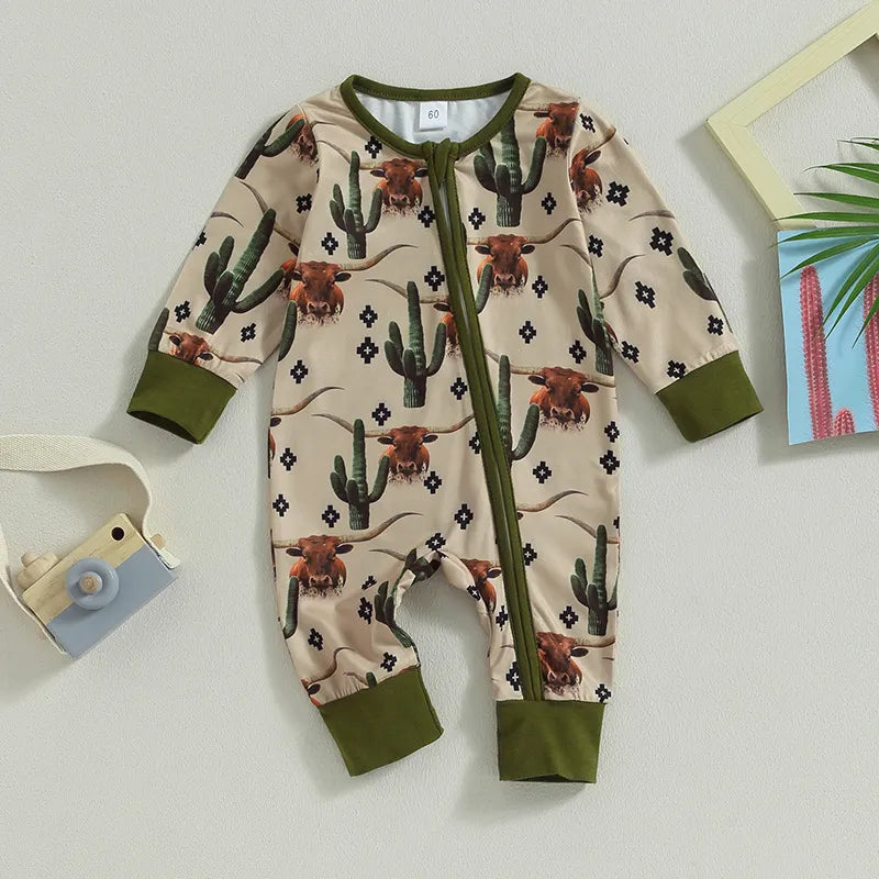 Baby Cowboy Print Romper