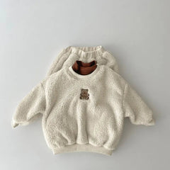 2 Piece Baby Solid Color Warm Suit