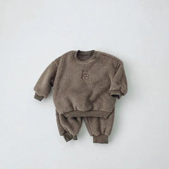 2 Piece Baby Solid Color Warm Suit