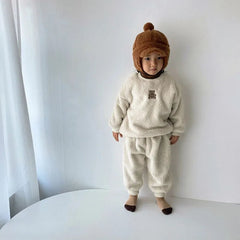 2 Piece Baby Solid Color Warm Suit