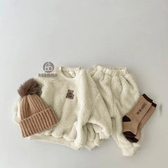 2 Piece Baby Solid Color Warm Suit