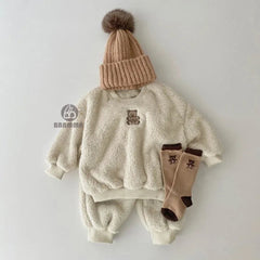 2 Piece Baby Solid Color Warm Suit