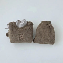 2 Piece Baby Solid Color Warm Suit