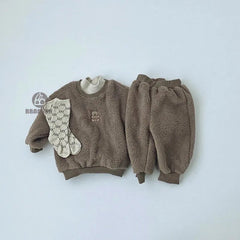 2 Piece Baby Solid Color Warm Suit