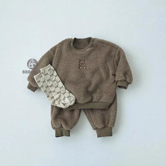 2 Piece Baby Solid Color Warm Suit