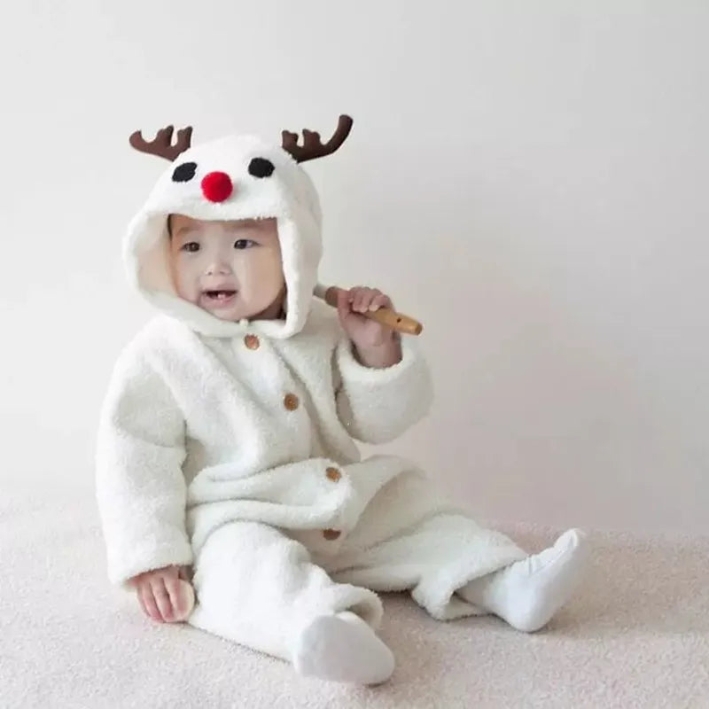 Baby deer plush romper