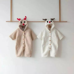 Baby deer plush romper