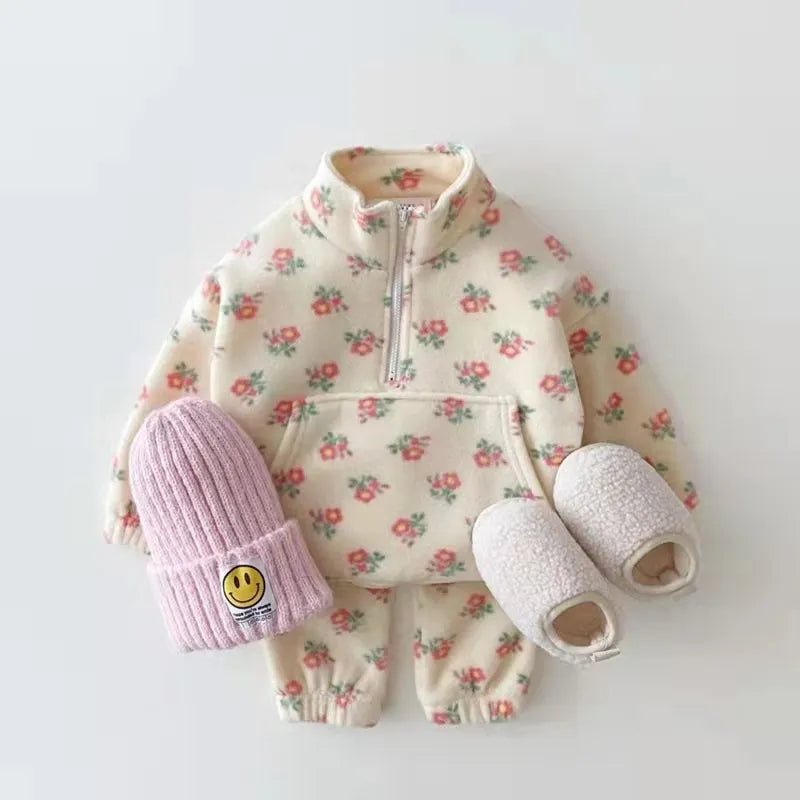 2 piece baby flower print set