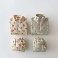 2 piece baby flower print set