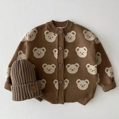 Bear knit sweater coat